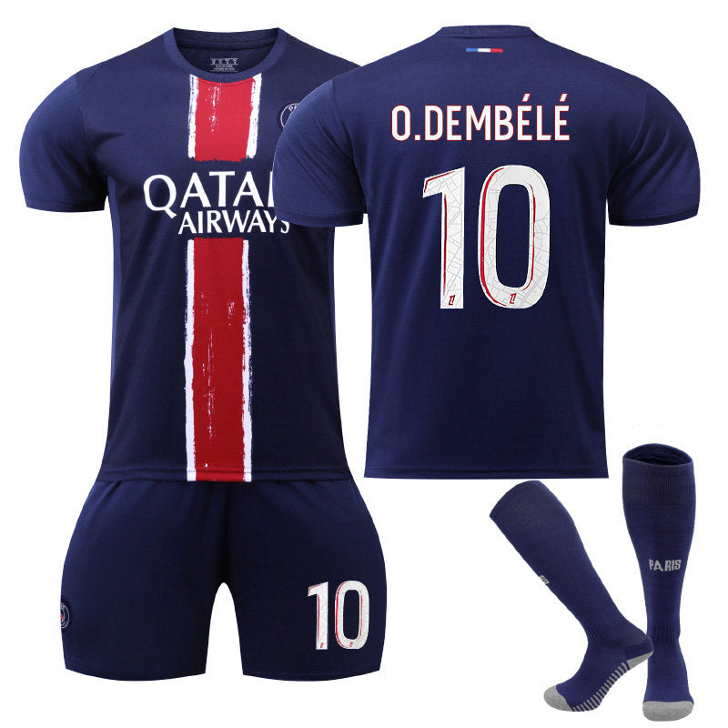 O.DEMBELE #10 Paris Club Home Jersey Soccer Jersey Kit Football T-shirt Set for Adult Kids