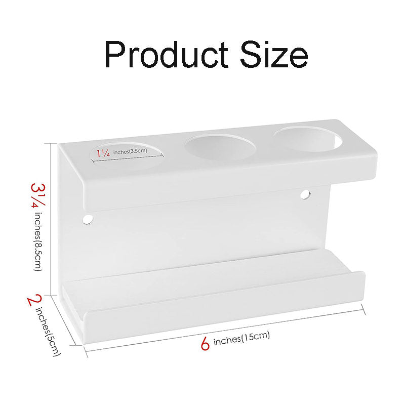 Wall Mounted Electric Toothbrush Holder 3 Slots with Diatomite Dish-White