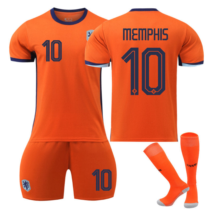 MEMPHIS #10 Netherlands Home Jersey Soccer Jersey Kit Football T-shirt Set for Adult Kids