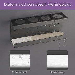 Wall Mounted Electric Toothbrush Holder 4 Slots with Diatomite Dish-Grey