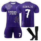 RONALDO #7 Real Madrid CF Y3 Purple Soccer Jersey Kit Football T-shirt Set for Adult Kids