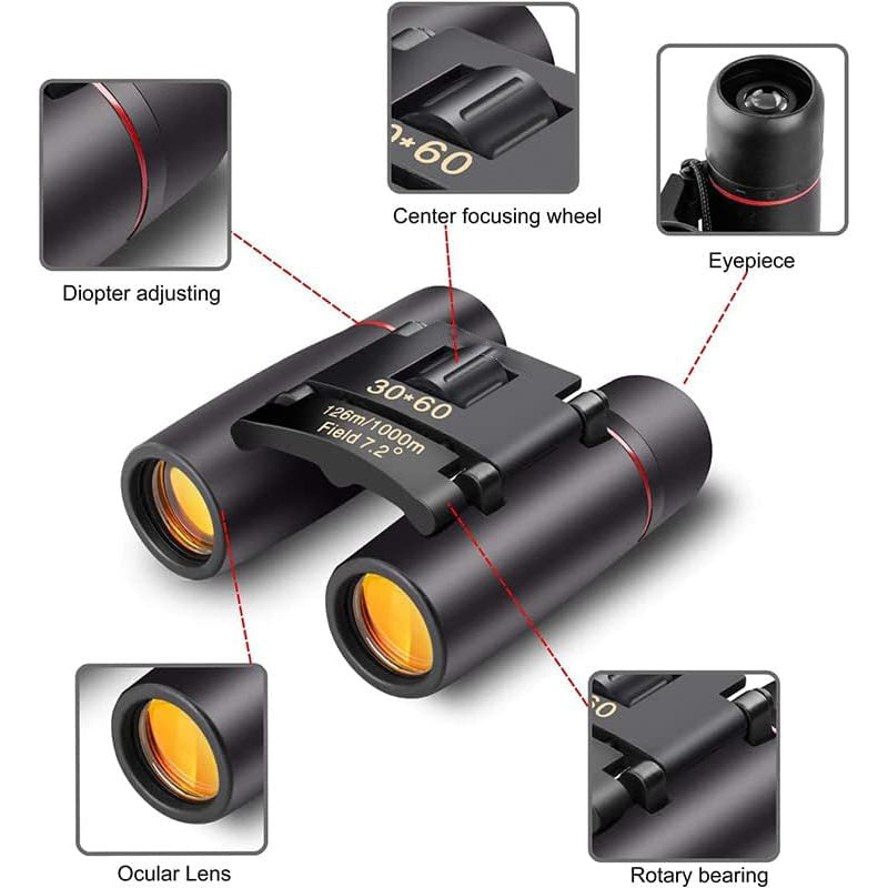 30x60 Small Binoculars with Lanyard Foldable for Concert Bird Watching
