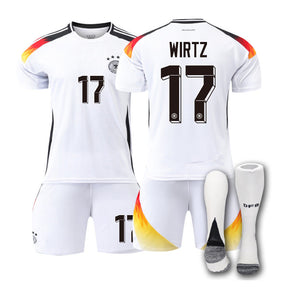 WIRTZ #17 Germany Home Jersey Soccer Jersey Kit Football T-shirt Set for Adult Kids