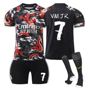 VINI JR. #7 Dragon Pattern Commemorative Edition Soccer Jersey Kit Football Set for Adult Kids