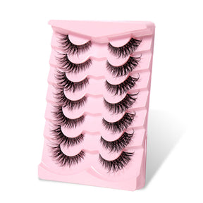 False Eyelashes Fluffy Faux Mink Lashes Fox Eye Curled Lashes 7 Pairs Pack-17mm