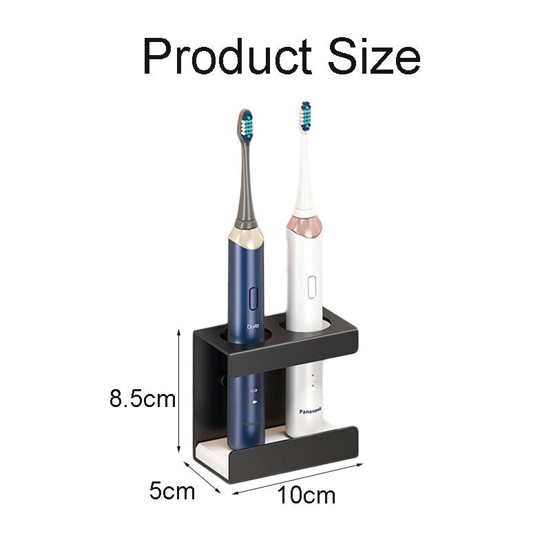Wall Mounted Electric Toothbrush Holder 2 Slots with Diatomite Dish-Black