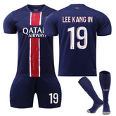 LEE KANG IN #19 Paris Club Home Jersey Soccer Jersey Kit Football T-shirt Set for Adult Kids