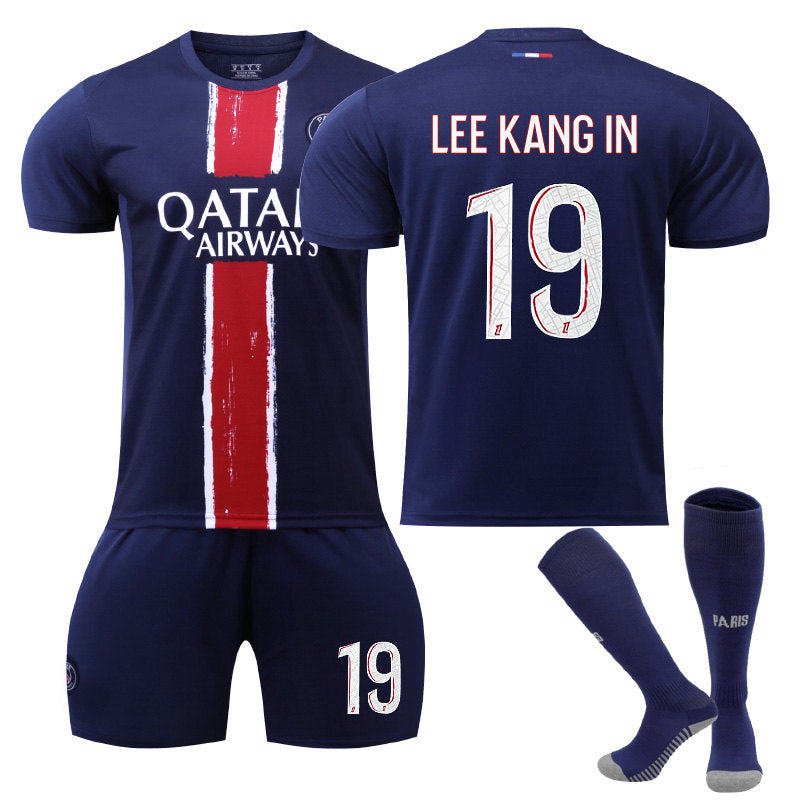 LEE KANG IN #19 Paris Club Home Jersey Soccer Jersey Kit Football T-shirt Set for Adult Kids