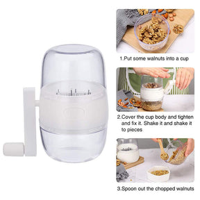 Portable Nut Grinder Hand Crank Food Shredder for All Nuts Kitchen Tool-White