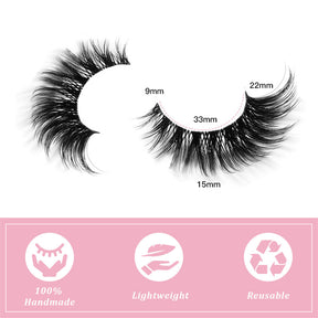 False Eyelashes Fluffy Faux Mink Lashes Fox Eye Curled Lashes 7 Pairs Pack-15mm