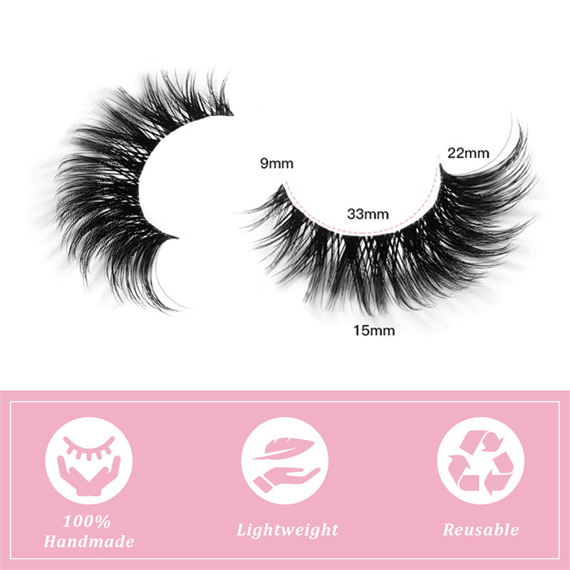 False Eyelashes Fluffy Faux Mink Lashes Fox Eye Curled Lashes 7 Pairs Pack-15mm