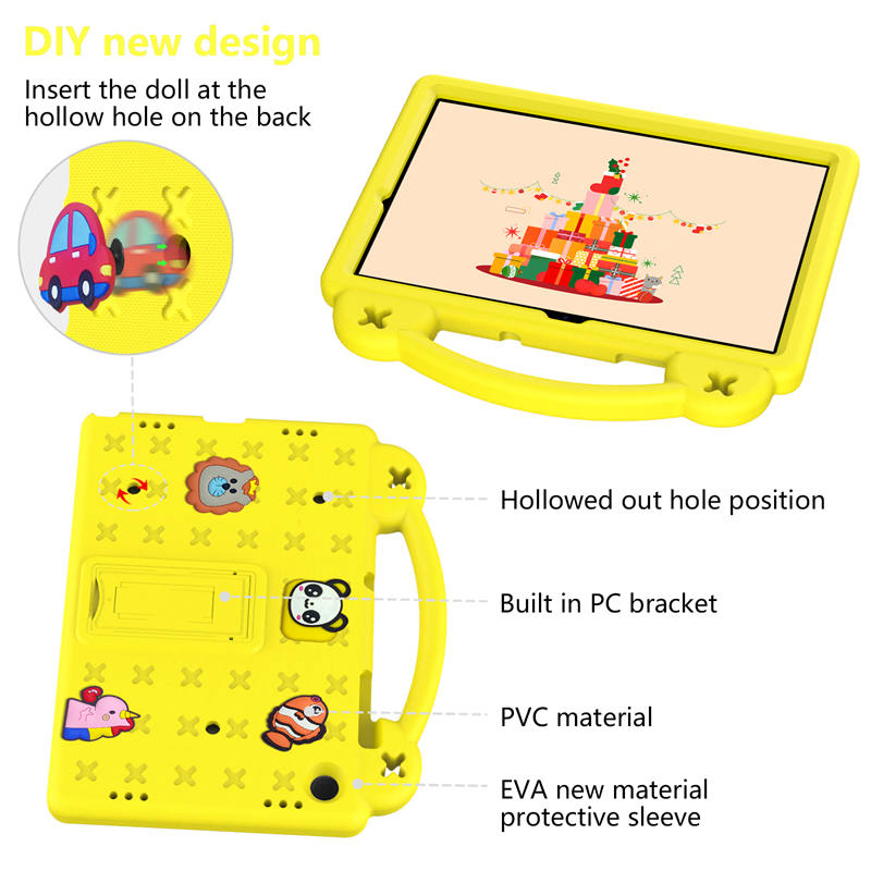 Portable Tablet Case with Handle Stand for Samsung Galaxy S9/8/7-Yellow