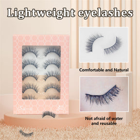 Natural False Eyelashes Wispy Fluffy Lashes Reusable Tapered End Technology Fake Lashes 5 Pairs (F02)