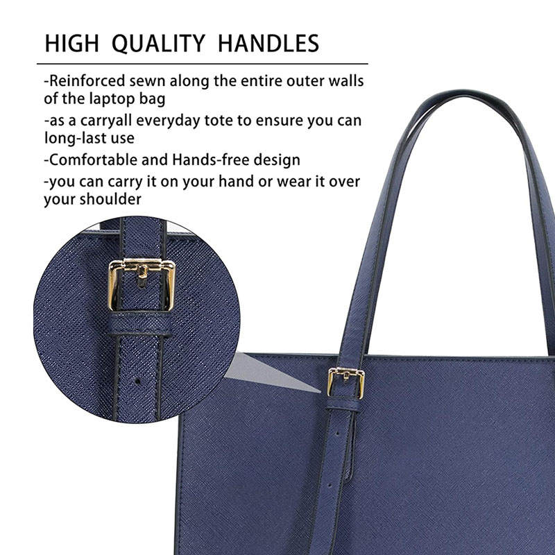 Womens Laptop Bag Waterproof Lightweight Leather 15.6 In Laptop Tote-Blue