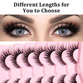 False Eyelashes Fluffy Faux Mink Lashes Fox Eye Curled Lashes 7 Pairs Pack-17mm