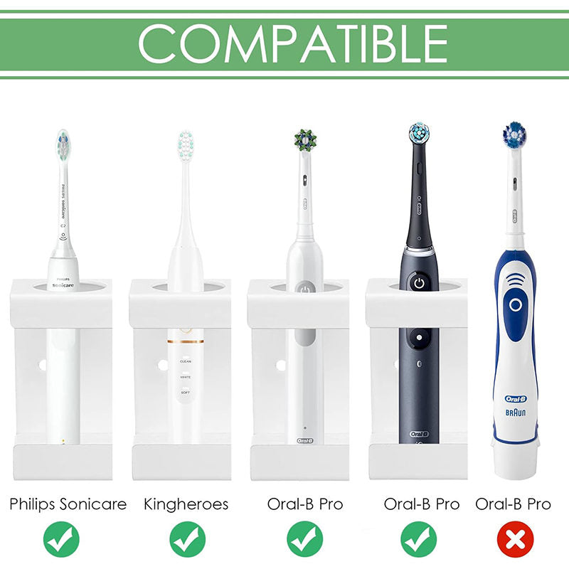 Wall Mounted Electric Toothbrush Holder 2 Slots with Diatomite Dish-White