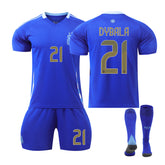 DYBALA #21 Argentina Away Jersey Soccer Jersey Kit Football T-shirt Set for Adult Kids