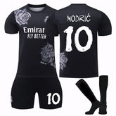 MODRIC #10 Real Madrid CF Y3 Black Soccer Jersey Kit Football T-shirt Set for Adult Kids