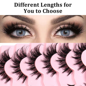 False Eyelashes Fluffy Faux Mink Lashes Fox Eye Curled Lashes 7 Pairs Pack-HYL19
