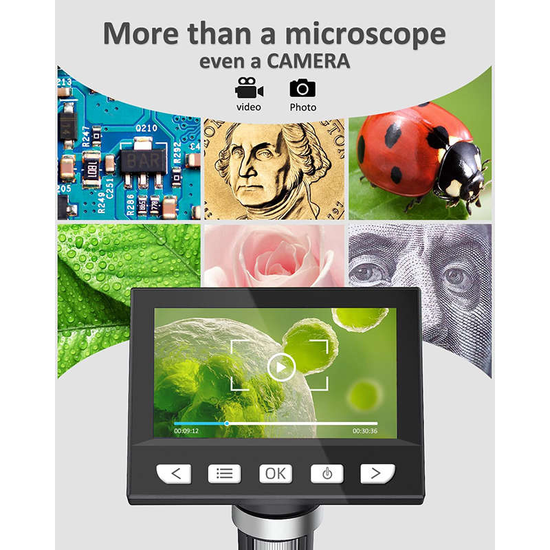 4.3 Coin Microscope 1000X 1080P with 8 Adjustable LEDs Compatible with MacOS Windows