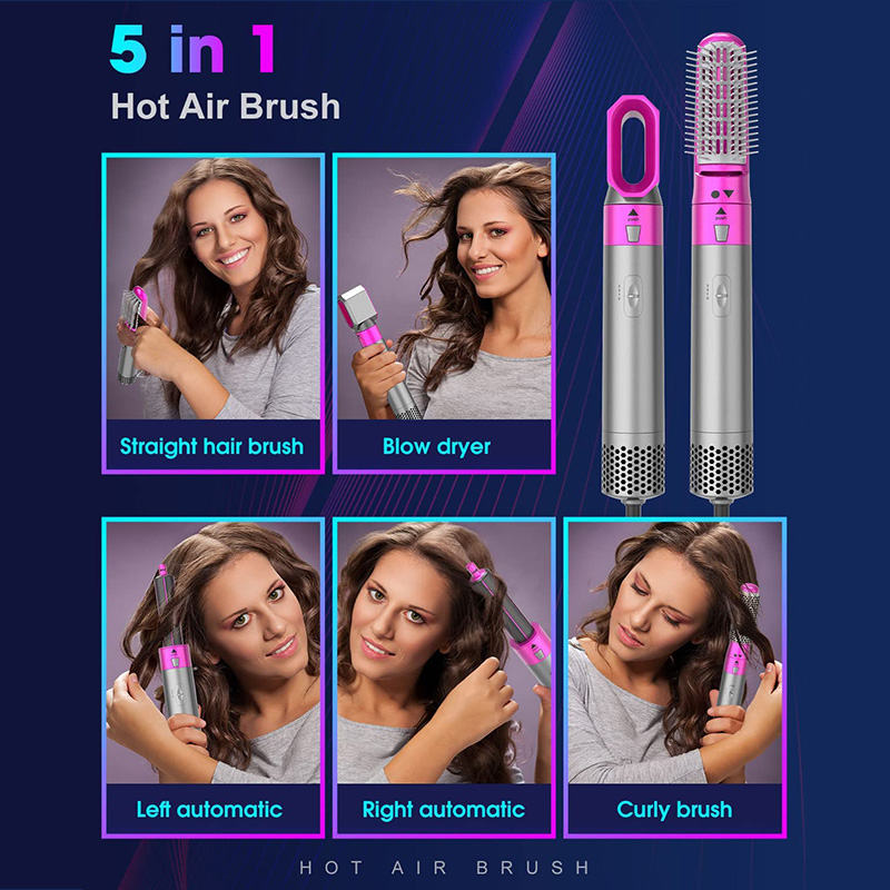 5 in 1 Hair Dryer Hot Comb Detachable Curling Iron Hair Straightener