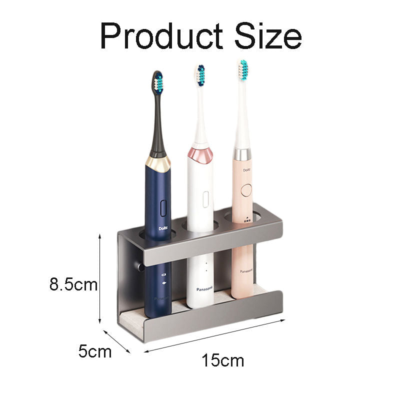 Wall Mounted Electric Toothbrush Holder 3 Slots with Diatomite Dish-Grey