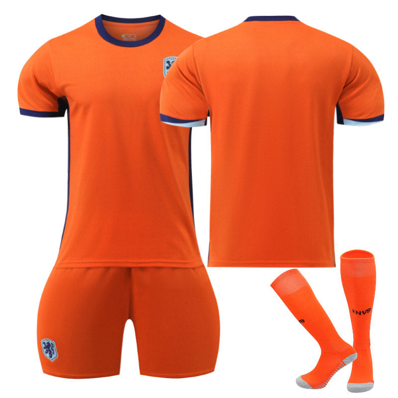 Netherlands Home Jersey Soccer Jersey Kit Football T-shirt Set for Adult Kids