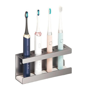 Wall Mounted Electric Toothbrush Holder 4 Slots with Diatomite Dish-Grey