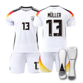 MULLER #13 Germany Home Jersey Soccer Jersey Kit Football T-shirt Set for Adult Kids