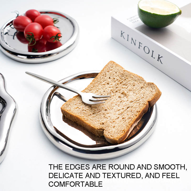 Ceramic Jewelry Tray for Ring Key Trinket Round Shape Small Plate-Silver