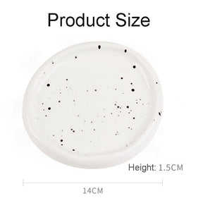 Ceramic Jewelry Tray for Ring Key Trinket Round Shape Small Plate-Ink Splash