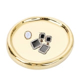 Ceramic Jewelry Tray for Ring Key Trinket Round Shape Small Plate-Gold