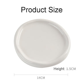 Ceramic Jewelry Tray for Ring Key Trinket Round Shape Small Plate-White