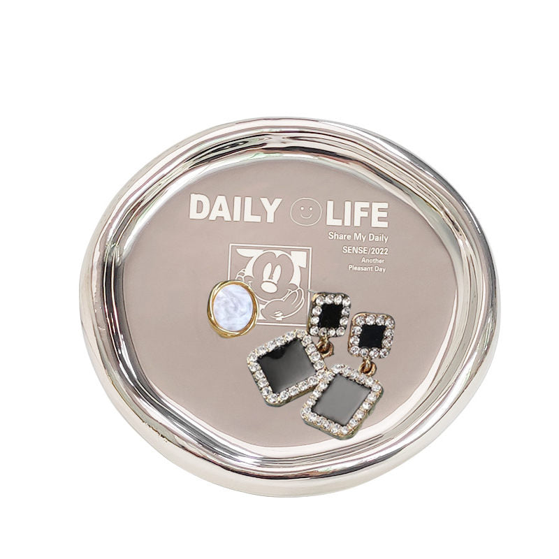 Ceramic Jewelry Tray for Ring Key Trinket Round Shape Small Plate-Mouse