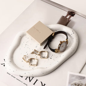 Ceramic Jewelry Tray for Ring Key Trinket Cloud Shape Small Plate-White