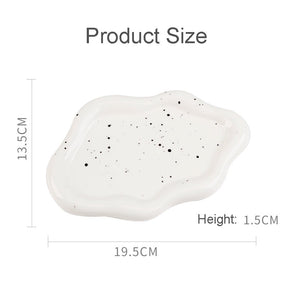 Ceramic Jewelry Tray for Ring Key Trinket Cloud Shape Small Plate-Ink Splash