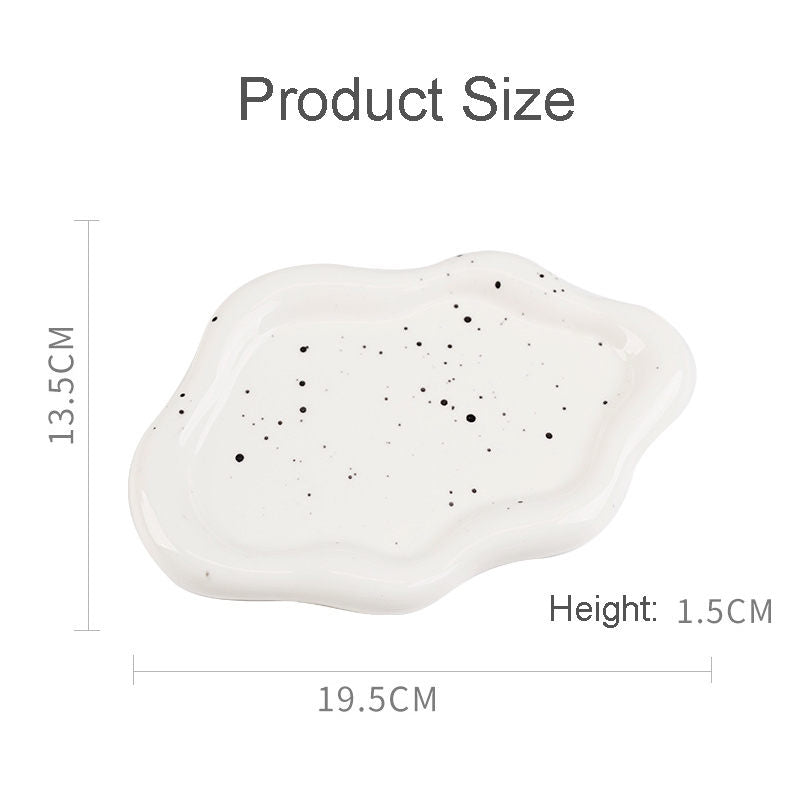 Ceramic Jewelry Tray for Ring Key Trinket Cloud Shape Small Plate-Ink Splash