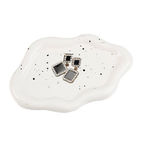 Ceramic Jewelry Tray for Ring Key Trinket Cloud Shape Small Plate-Ink Splash