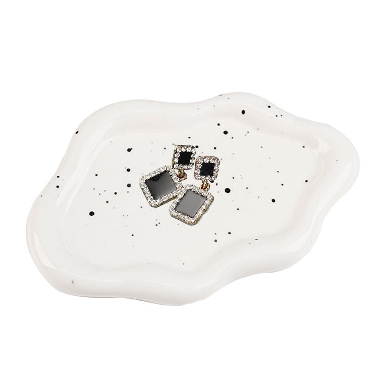 Ceramic Jewelry Tray for Ring Key Trinket Cloud Shape Small Plate-Ink Splash