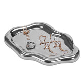 Ceramic Jewelry Tray for Ring Key Trinket Cloud Shape Small Plate-Silver