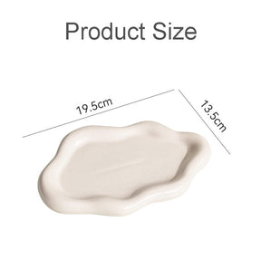 Ceramic Jewelry Tray Cloud Shape Dot Pattern for Ring Key Trinket-White
