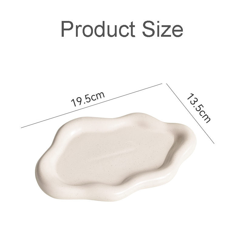Ceramic Jewelry Tray Cloud Shape Dot Pattern for Ring Key Trinket-White