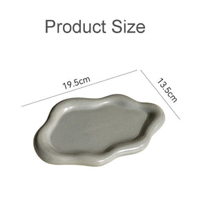 Ceramic Jewelry Tray Cloud Shape Dot Pattern for Ring Key Trinket-Grey