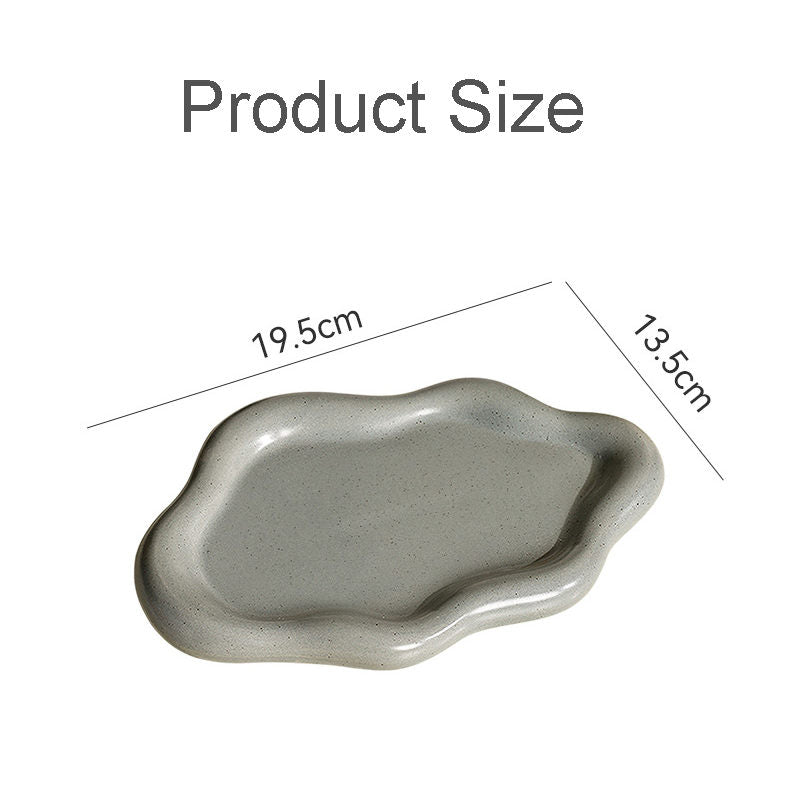 Ceramic Jewelry Tray Cloud Shape Dot Pattern for Ring Key Trinket-Grey