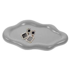 Ceramic Jewelry Tray Cloud Shape Dot Pattern for Ring Key Trinket-Grey