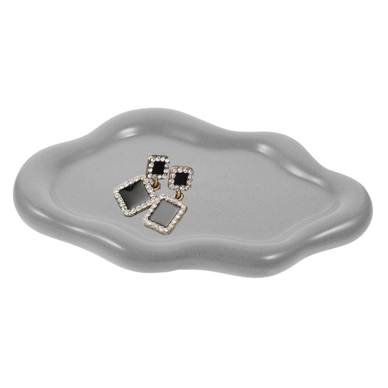 Ceramic Jewelry Tray Cloud Shape Dot Pattern for Ring Key Trinket-Grey