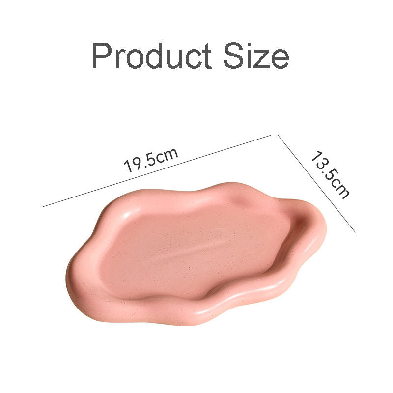 Ceramic Jewelry Tray Cloud Shape Dot Pattern for Ring Key Trinket-Pink