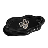 Ceramic Jewelry Tray for Ring Key Trinket Cloud Shape Small Plate-Black