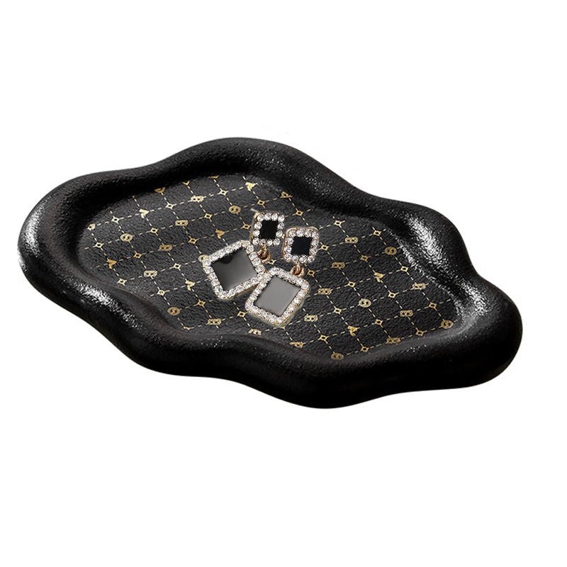 Ceramic Jewelry Tray for Ring Key Trinket Cloud Shape Small Plate-B