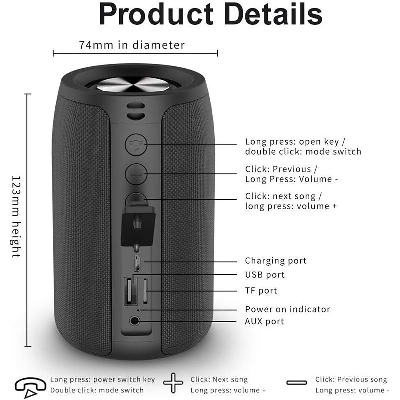 S32 Bluetooth Speaker Outdoor Waterproof Speaker Dual Pairing Stereo Sound Wireless Speaker